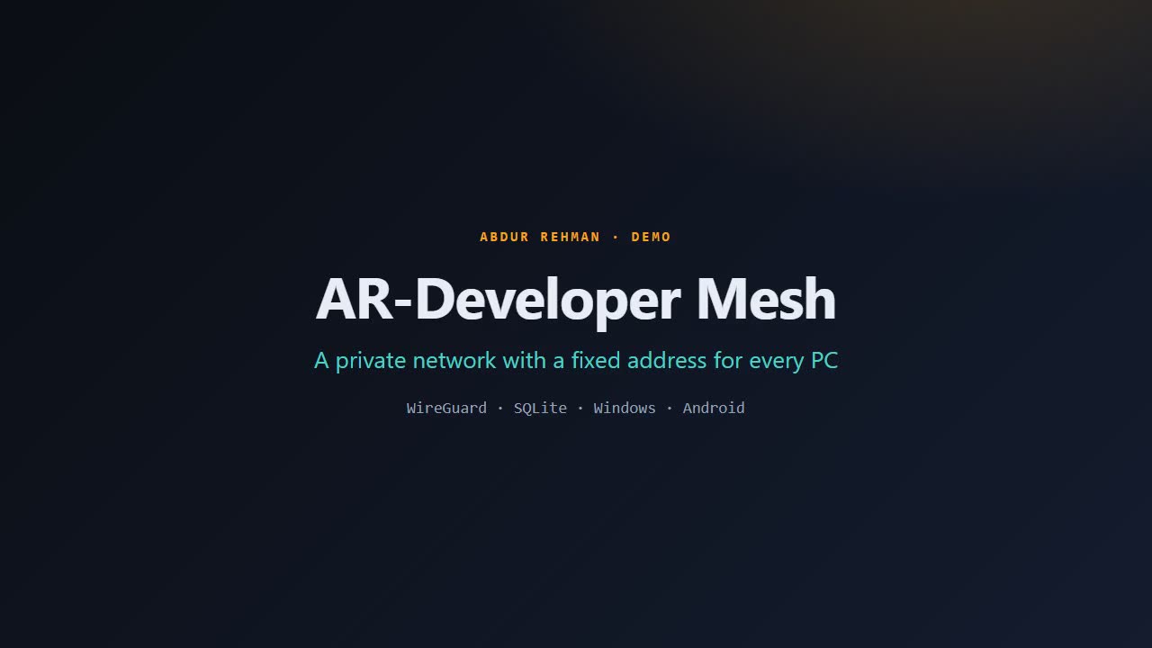 AR-Developer Mesh — Private Network — demo video preview