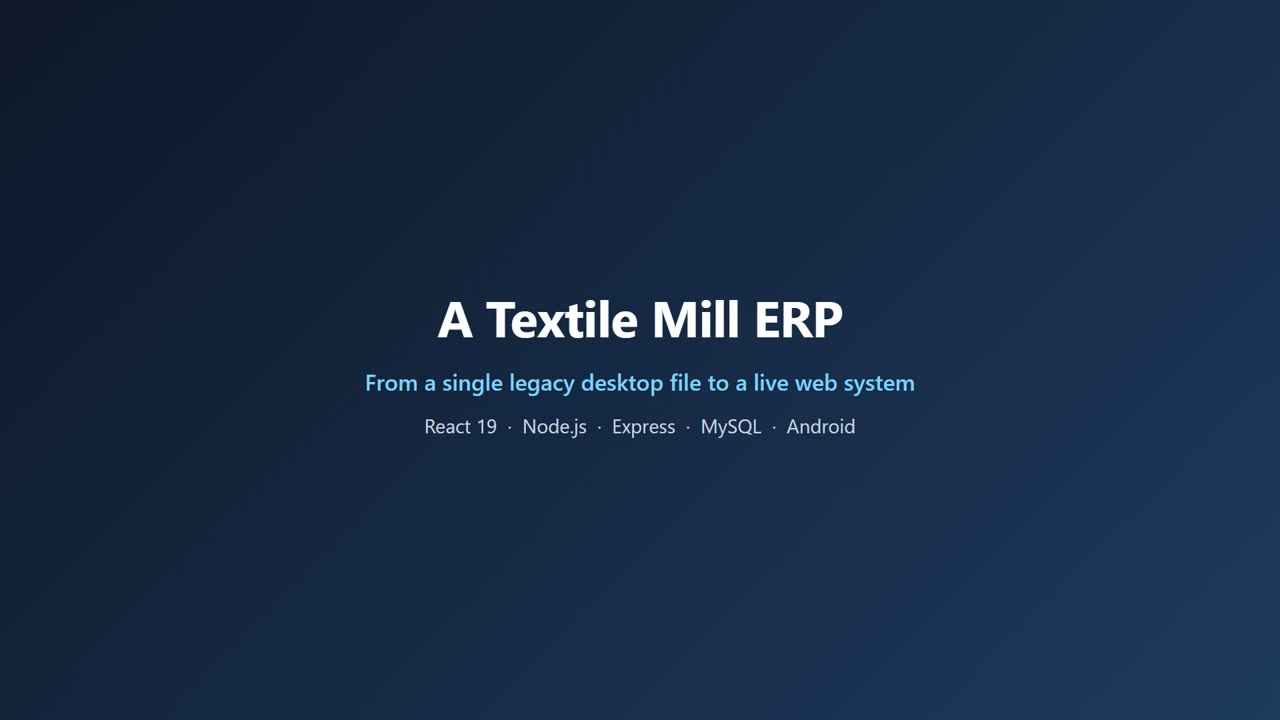 Textile Mill ERP — demo video preview