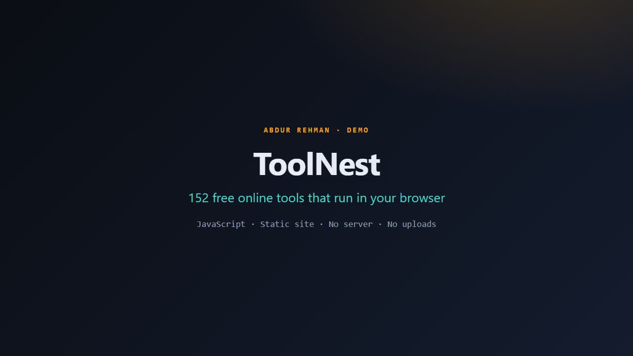 ToolNest — 150+ Online Tools — demo video preview